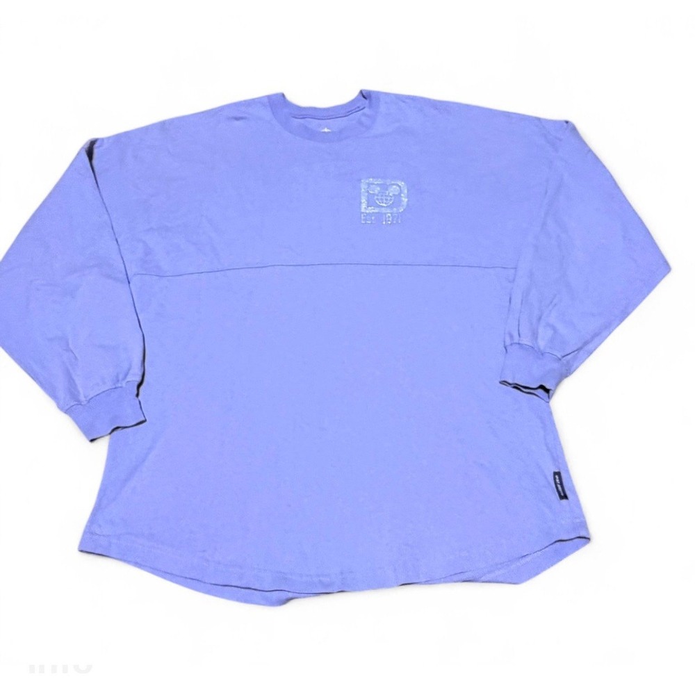 Walt Disney World Spirit Jersey Small Purple Blue Glitter Logo Long Sleeve